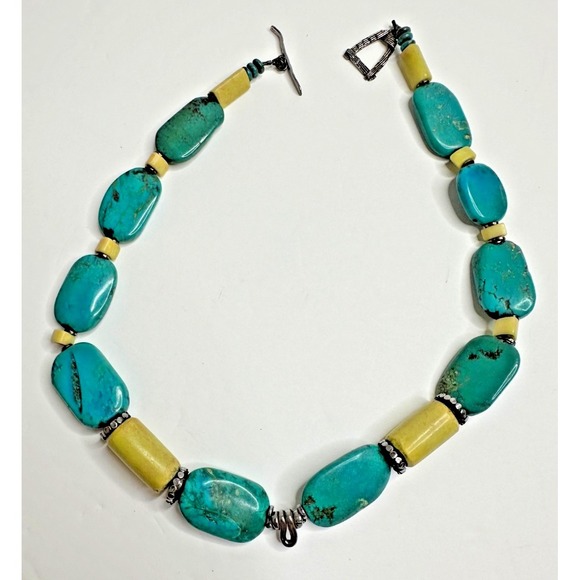 The Unbranded Brand Jewelry - Necklace Turquoise Butterscotch Quartz Sterling Silver 999 Toggle Statement